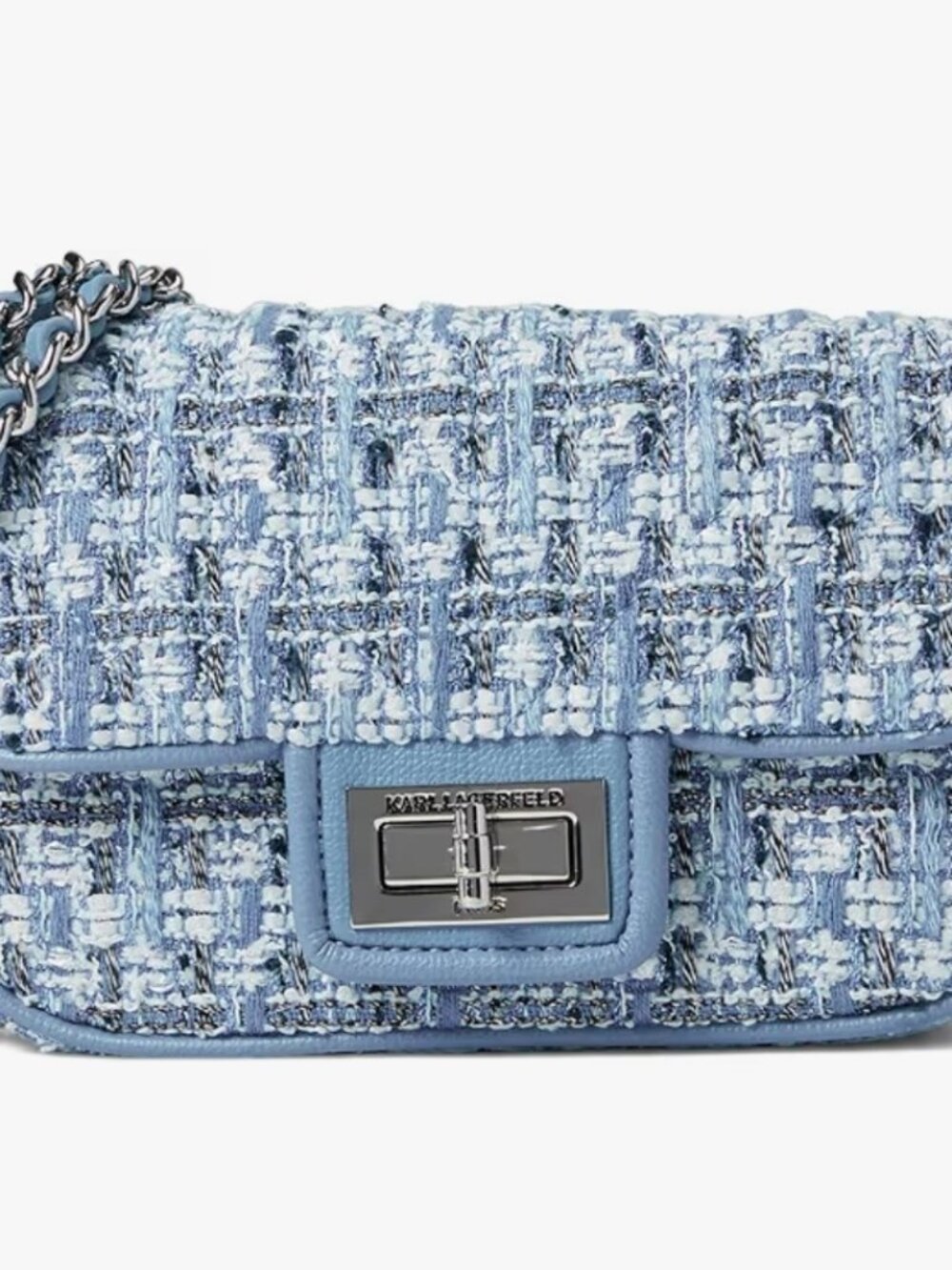 Karl Lagerfeld Paris Agyness Blue Metallic Tweed Bag